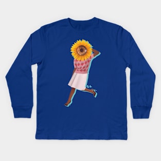 Amber the Sunflower Lady Kids Long Sleeve T-Shirt